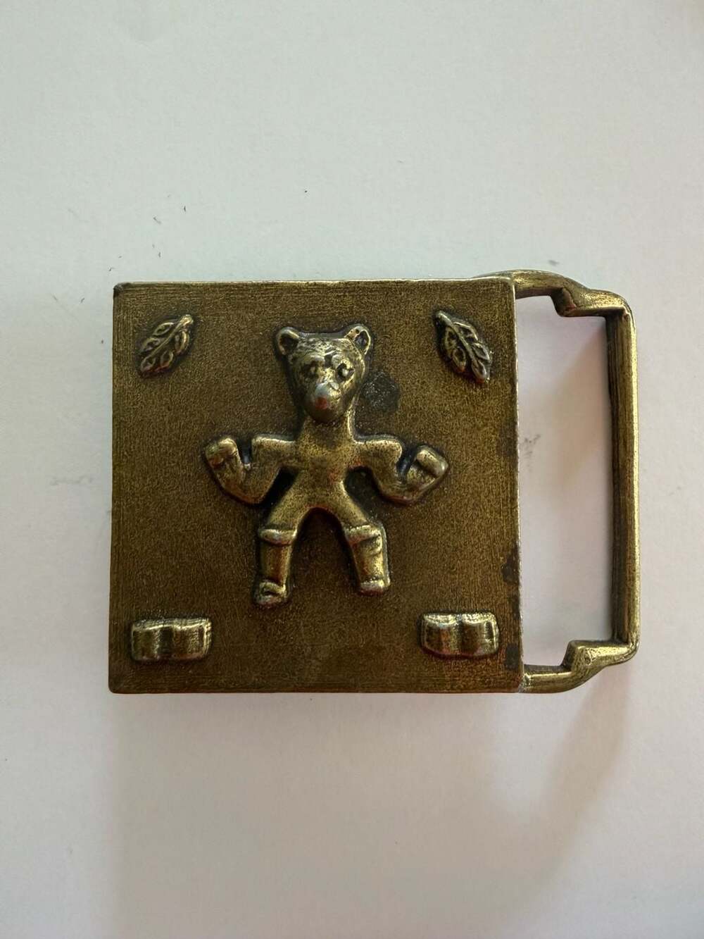 Vintage MB-17 Brass Teddy Bear Belt Buckle